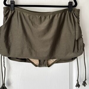 Cacique Swim Skirt Side Ruching Size 20 Olive Green Beach Pool Vacation Coverage